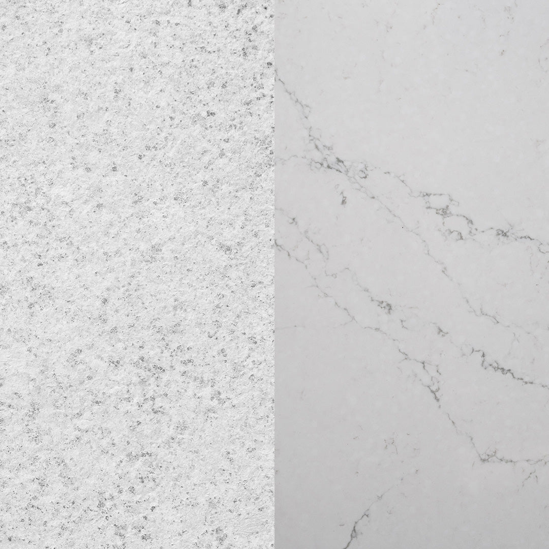 Comparing the visual textures of sintered stone and marble.