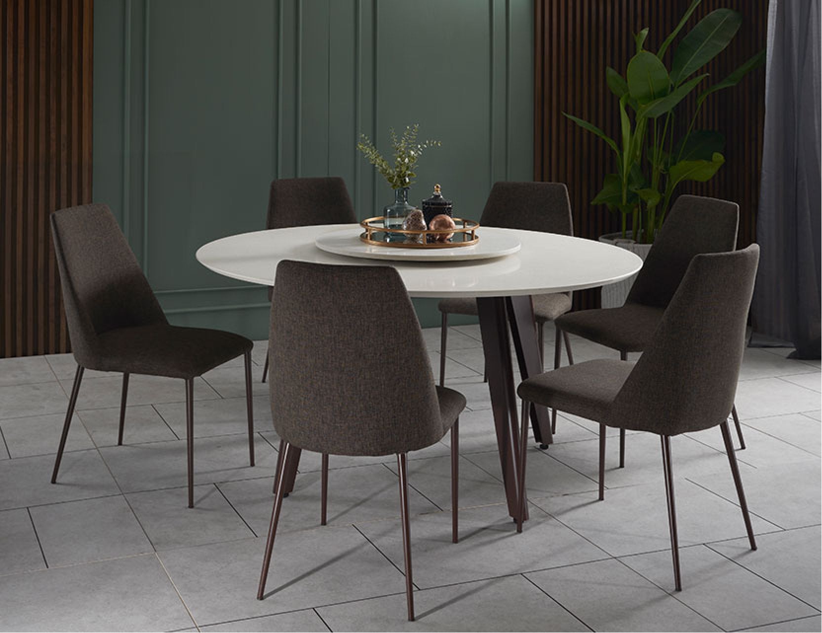 Kay round dining set with Henry chairs
