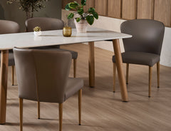 Anna leather dining chair with a refined upholstered finish