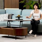 Fluto coffee table highlighting its sculptural base