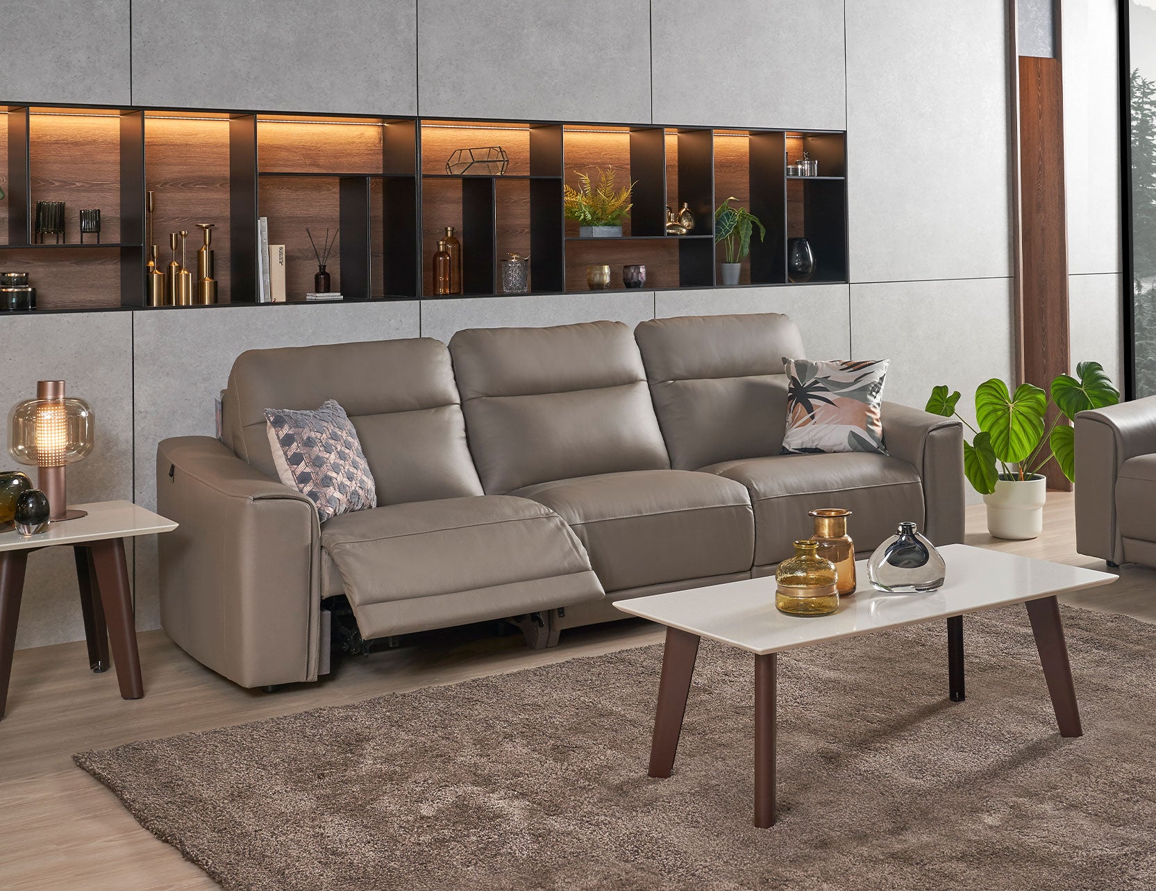 Grande three seater sofa styled in a contemporary living space