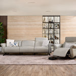 Viso leather sofa front view with clean modern lines