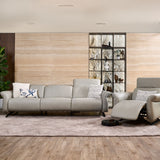 Viso leather sofa front view with clean modern lines